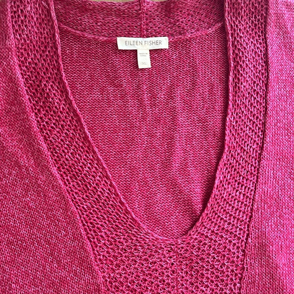 Eileen Fisher Women's 100% Linen V-Neck Tunic Short Sleeved Knit Top, Size XL - Picture 6 of 13